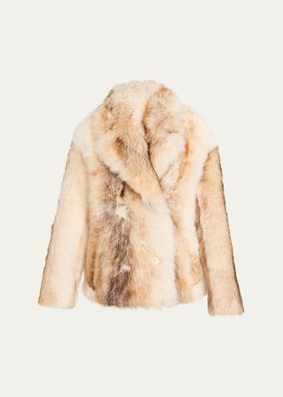 Yves Salomon Lamb Shearling Double-Breasted Short Coat