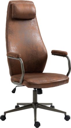 Clp Silla de oficina ajustable giratorio ergonómico en simil cuero coñac