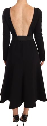 Dolce & Gabbana Womens Black Wool Stretch Sheath Open Back Dress Virgin