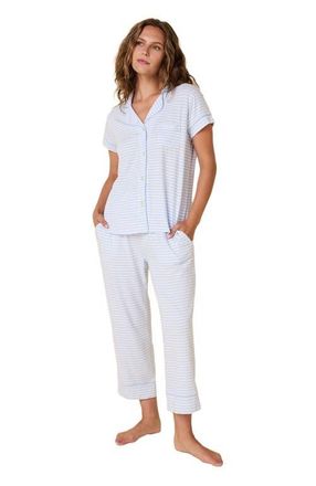 The Cats Pajamas Pima Knit Holiday Capri Set in Heavenly Blue at Nordstrom, Size X-Large