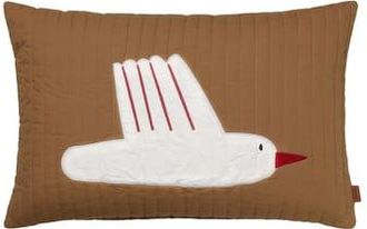 Ferm Living Cushion Bird quilted - Beige - Recycled polyester - Designer Trine Andersen
