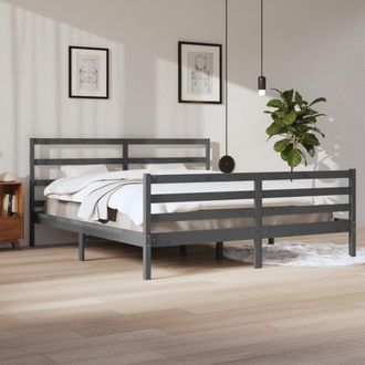 Berkfield Home Bed Frame Grey Solid Wood Pine 200x200 cm