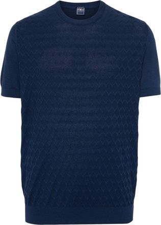 Fedeli geometric-pattern knitted T-shirt - men - Cotton - 48 - Blue