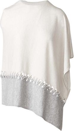 Kinross Cashmere Twist Stitch Poncho in Birch/sterling at Nordstrom