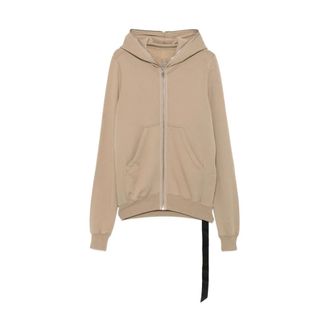 Rick Owens Zip-throughs, male, Brown, M, Beige Hoodie with Zip Fastening