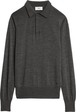 Ami long-sleeve merino polo shirt - men - Merino - S - Grey