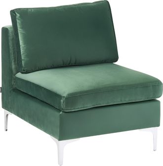 Beliani Sill&oacute;n Modular De Terciopelo Verde Asiento Patas Metal Glamour Evja