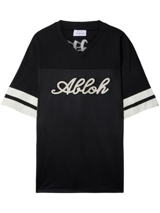 Off-white T-shirt met geborduurd logo - Zwart