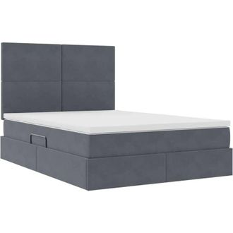 vidaXL Storage Bed with Mattress Dark Grey 140 x 200 cm Velvet vidaXL