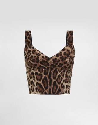 Dolce & Gabbana Leopard-print Charmeuse Bustier Top - Woman Shirts And Tops Animal Print 36
