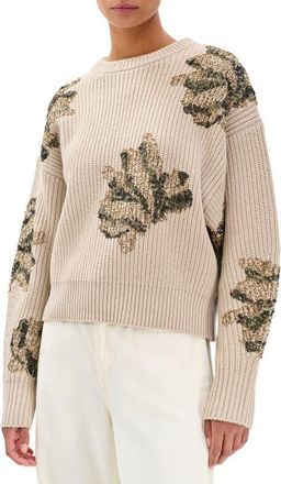 Rag & Bone Julie Sequin Detail Wool Sweater in Beige at Nordstrom, Size X-Large
