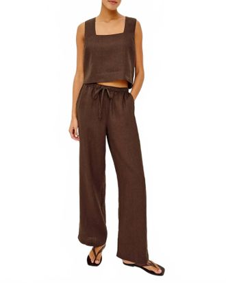 Rails Akira Linen Crop Top In Espresso