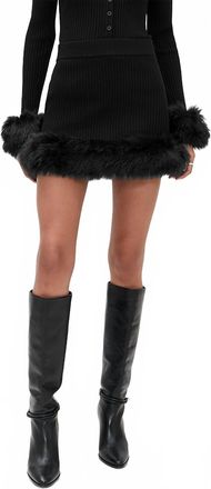 Show me your Mumu Fran Mini Skirt In Black Knit/ Faux Fur