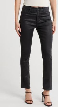 AG - Adriano Goldschmied Mari Faux Leather Slim Straight Leg Jeans in Ltt Lt Super Black at Nordstrom Rack, Size 32