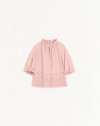Valentino Top In Sangallo Fleurs Ajours Margheritine Donna ROSA 46