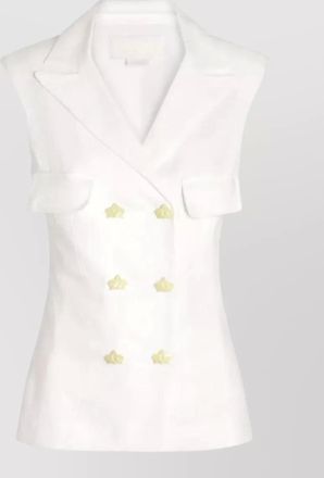 Genny linen waistcoat sleeveless double breasted lapels
