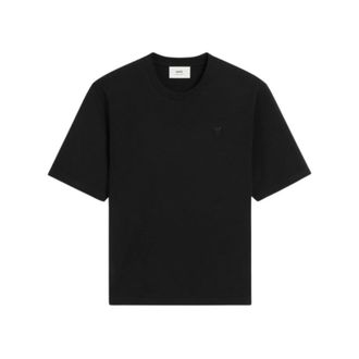 Ami Tops, Dames, Zwart, M, Hart Tone-on-Tone T-shirt