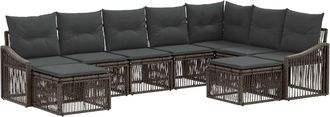 vidaXL Conjunto De Sof&aacute;s De Jard&iacute;n 9 Uds. Gris Rat&aacute;n Sint&eacute;tico Vidaxl
