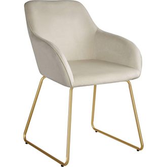 TecTake Silla de comedor aterciopelada con estructura de pat&iacute;n, crema/oro