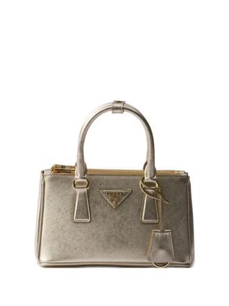 Prada mini Galleria leather triangle-logo tote bag - Gold