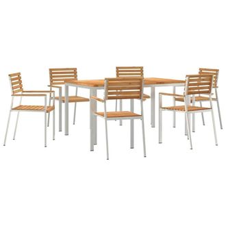 Berkfield Home 7 Piece Garden Dining Set Solid Wood Teak in Brown