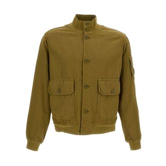 C.P. Company Light Jackets, male, Green, Size: L Short Bomber Jacket