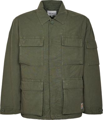 Carhartt Work in Progress Boxy Silhouette Jacket with Structured Collar and Concealed Button Closure