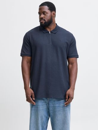 Jack & Jones Plus Size Poloshirt JJEAUSTIN ZIP POLO SS NOOS PLS, Herren, Gr. 4XL, blau (navy blazer detail:classic), Jersey, Obermaterial: 58% Polyester, 40% Baumwolle, 2% E