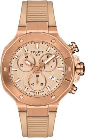 Tissot T-Race Chronograph Silicone Strap Watch, 38mm in Coral at Nordstrom