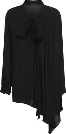 Balenciaga Scarf Blouse - Dames - Blouses - Zwart - S - Leer - Overhemden