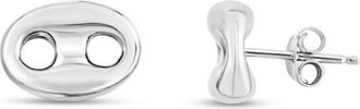 Tresorra Sterling Silver Puffed Mariner Stud Earrings