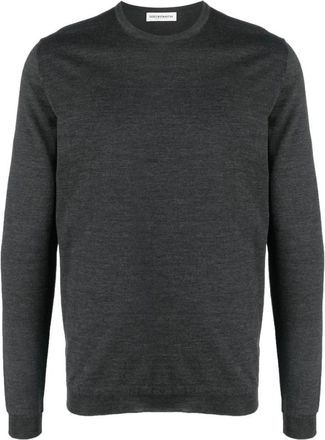 Goes Botanical Donkergrijze Merinowol Sweater - Heren - Ronde hals truien - Grijs - L - Wol - Truien & Vesten