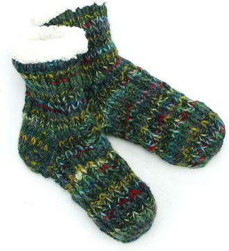 Loud Elephant Hand Knitted Wool Ankle Socks - SD Green Mix
