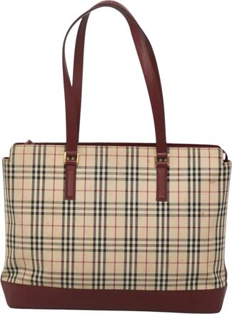 Burberry Nova Check Beige Canvas Tote Bag (Pre-Owned)