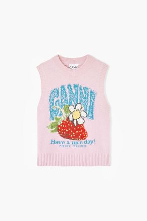 Ganni Pink Vest with Strawberry