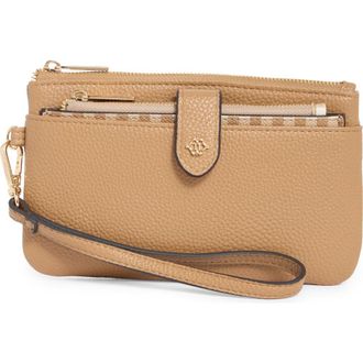 Nanette Lepore Faux Leather Wristlet with Card Case in Brown Sugar/Brown Gingham at Nordstrom Rack