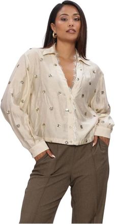 Nukus Nukus, Dames, Blouses & Shirts, Beige, Maat: XS