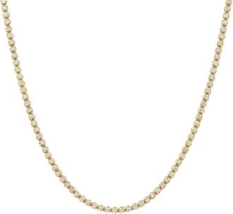 Pompeii3 6Ct Round Lab Grown Diamond Tennis Necklace 14k Yellow Gold 18 Lab Grown