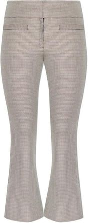 Courr&egrave;ges Houndstooth Patroon Broek - Dames - Wijde Broeken - Beige - XS - Wol - Broeken