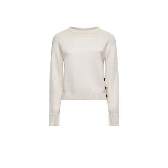 Silvian Heach Shirt met drie zijknopen - Dames - Ronde hals truien - Beige - L - Wol - Truien & Vesten