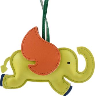 Generic Cute Flying Elephant PU Leather Pendant Keychain, Leather Bag Pendant Ornament Car Purse Keyrings Charms Gifts(Light Green)