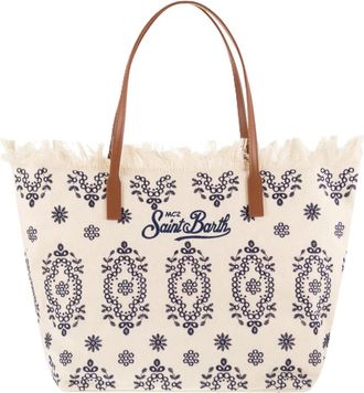 MC2 Saint Barth Tote Bags, female, Beige, Size: ONE SIZE City Bag With Fringes