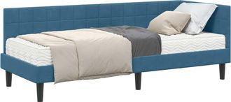 vidaXL Estructura De Cama Esquina Con Colch&oacute;n 2 Uds. Azul 80 X 200 Cm Vidaxl