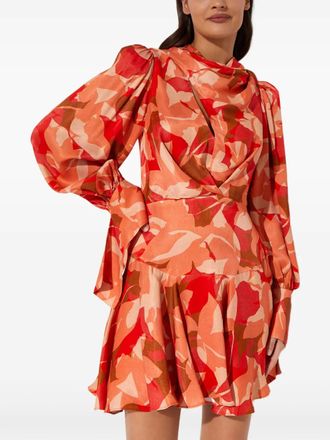 Acler Dunleer pattern mini dress - women - Fabric - 12 - Orange