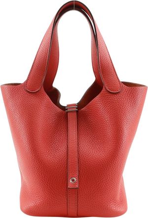 Herm&egrave;s Picotin Lock Clemence Pink Leather Handbag (Pre-Owned)