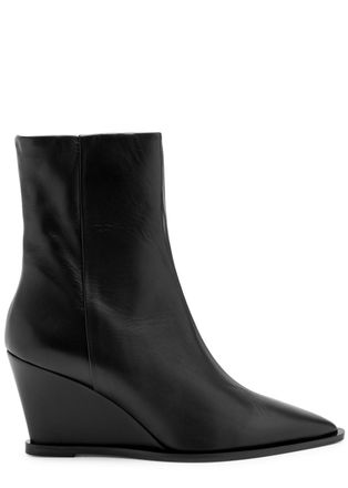 ATP Atelier Atp Atelier Pratella Leather Wedge Ankle Boots - Black - 3