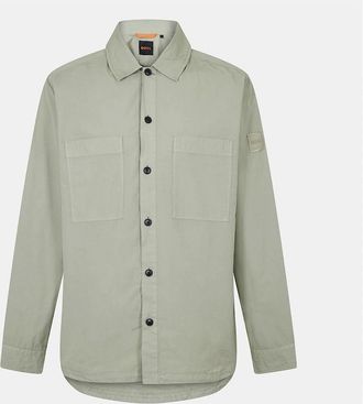 HUGO BOSS Mens Collared Neck Long Sleeve Regular Fit Shirt - Green - Size: 44/Regular