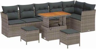 vidaXL Conjunto De Sof&aacute; De Jard&iacute;n Con Coj&iacute;n 9 Pcs Gris 90 X 55 X 71 Cm Vidaxl