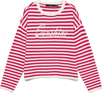 Vero Moda Strickpullover VERO MODA VMAPPLE LS O-NECK PULLOVER BOO, Damen, Gr. XL, birch stripes:with jazzy, Strick, Obermaterial: 80% Polyester, 20% Nylon, gest