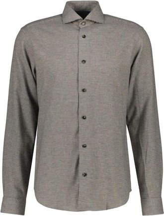 Eton Houndstooth Signature Twill Shirt - Heren - Casual Overhemden - Bruin - 2XL - Katoen - Overhemden